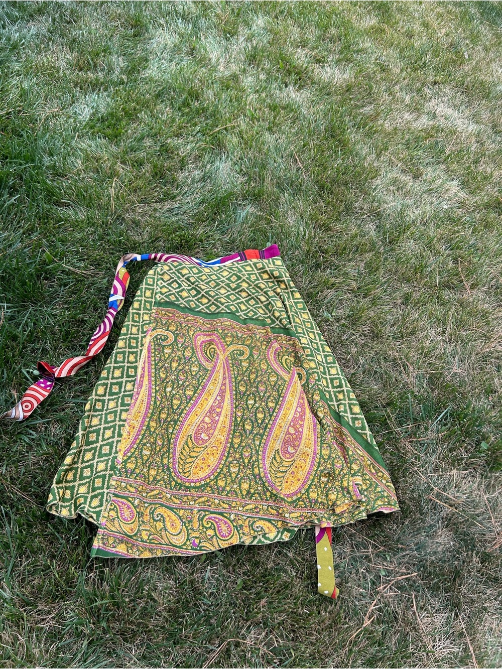 Wevez Silk Sari Reversible Wrap Skirt swirly small whimsy fairy hippy summer